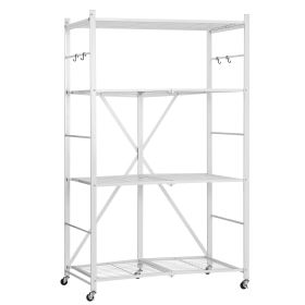VEVOR 4-Tier Foldable Storage Shelf, 36W x 21D x 60 H Inch Folding Metal Rack Shelving Unit