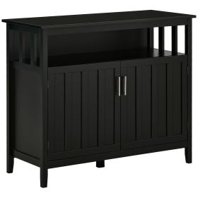 Kitchen Sideboard Buffet Cabinet with 2 Doors Adjustable Shelves for Entryway Living Room Black