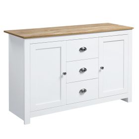 Dining Buffet Sideboard Cabinet in White with Drawers Adjustable Shelves for Kitchen Storage
