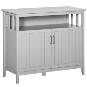 Modern Ribbed Door Sideboard with Anti-Tip Feature for Versatile Kitchen Storage in Gray
