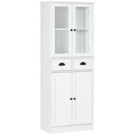 Kitchen Pantry Freestanding 61" Traditional Storage Cabinet Soft Close Doors Adjustable Shelves White for Home