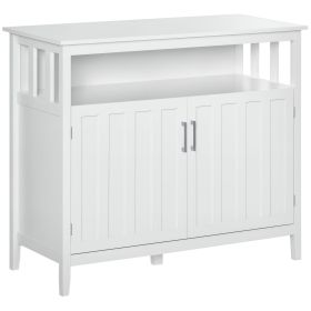 Sideboard Buffet Cabinet, Coffee Bar Cabinet with 2 Doors and Adjustable Shelves, Console Table for Kitchen Entryway Living Room, White