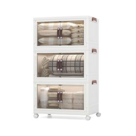 25.5/60 Gal Stackable Storage Boxes Bins with Magnetic Doors and Lockable Casters (size: M)